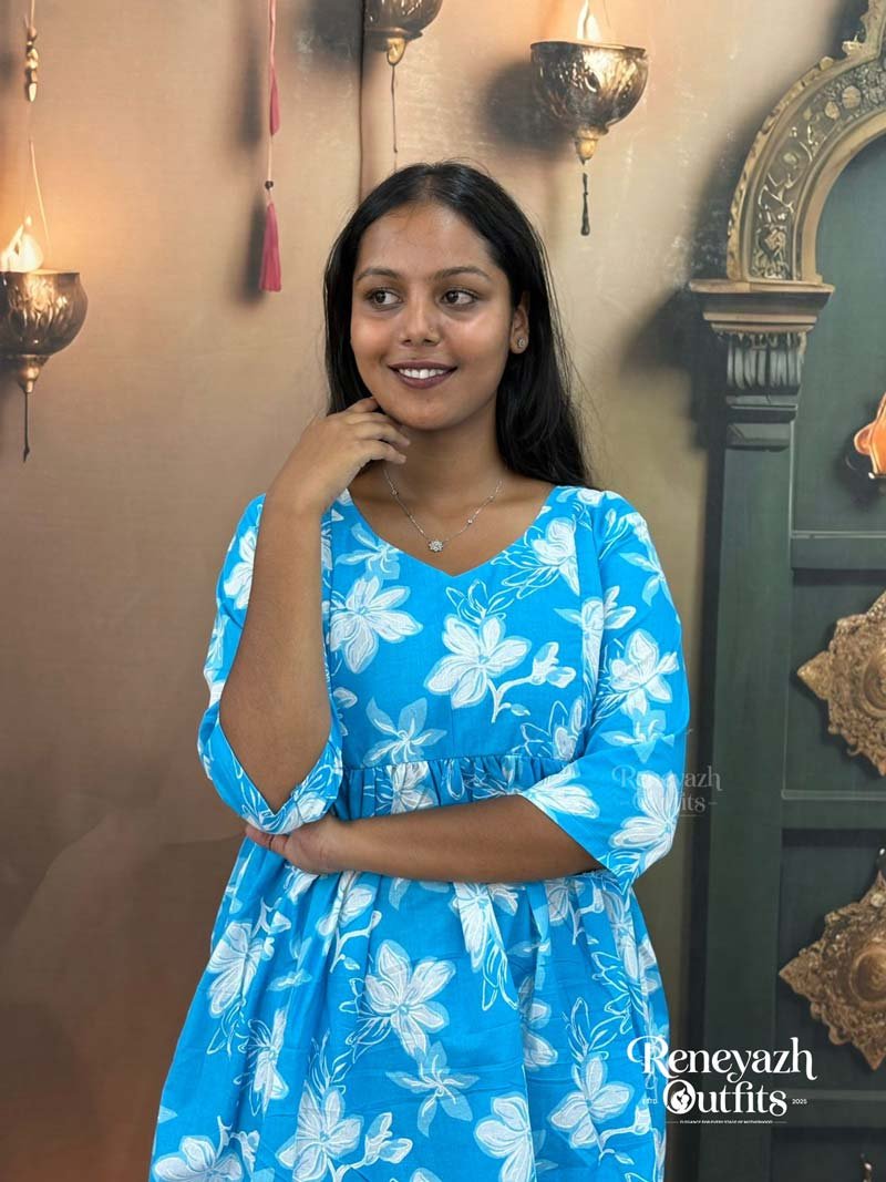 Ocean Petal Printed Peplum Feeding top