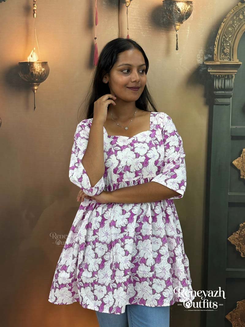 Lavender Bloom Printed Peplum Feeding top