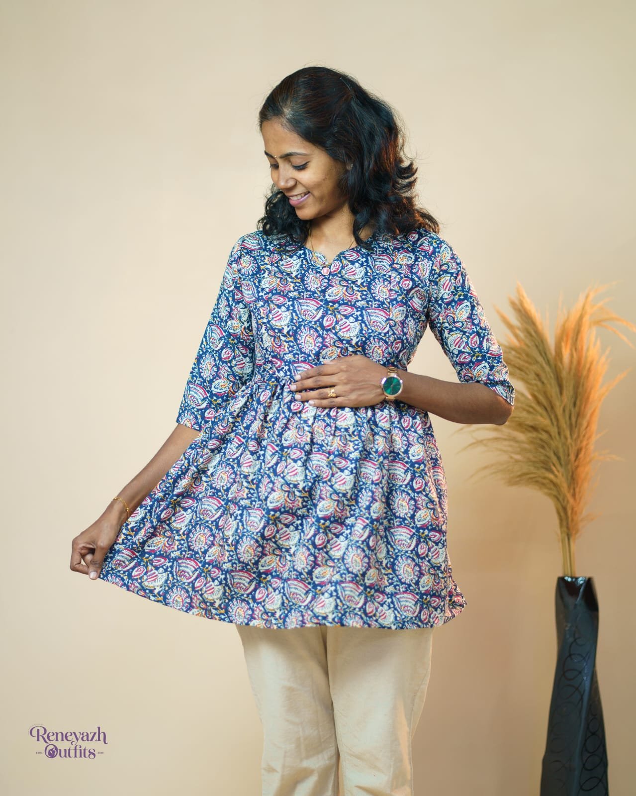 Feeding Peplum Top-Blue