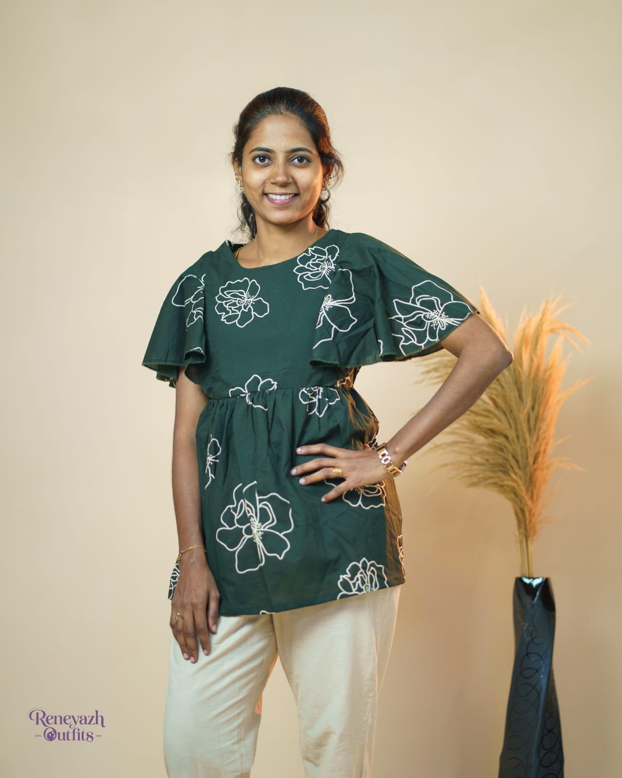 Feeding Peplum Top-Green