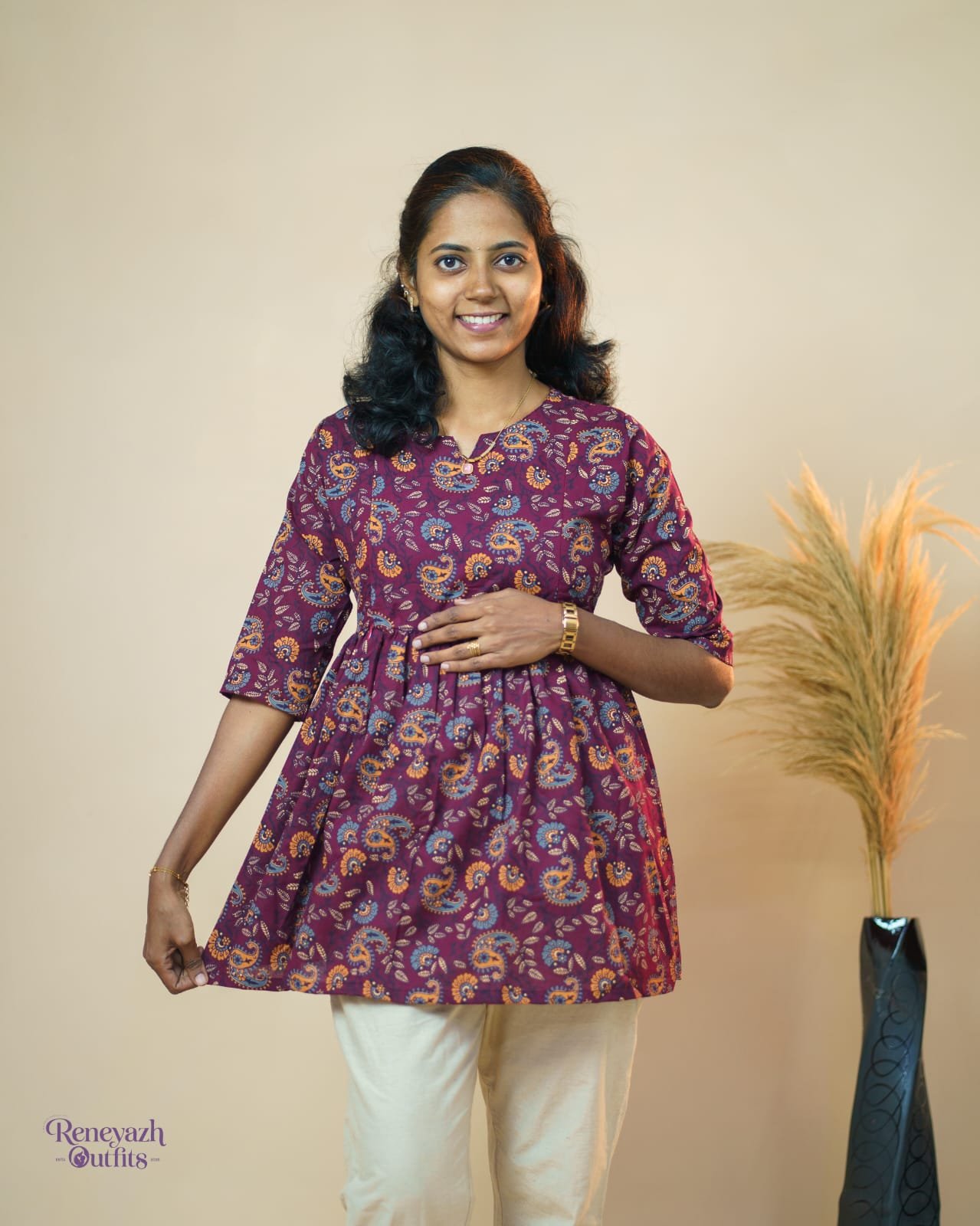 Feeding Peplum Top-Dark Maroon