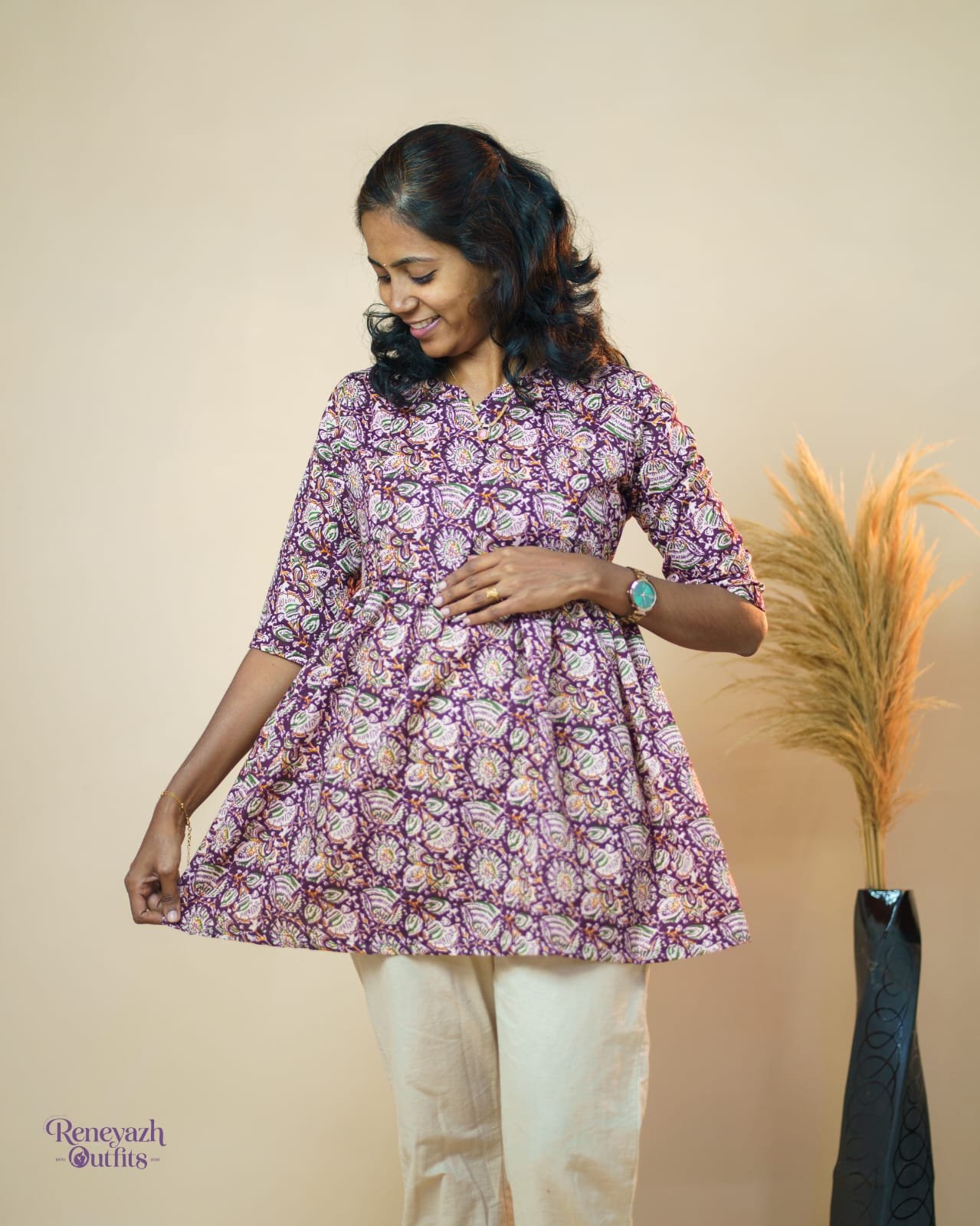 Feeding Peplum Top-Maroon