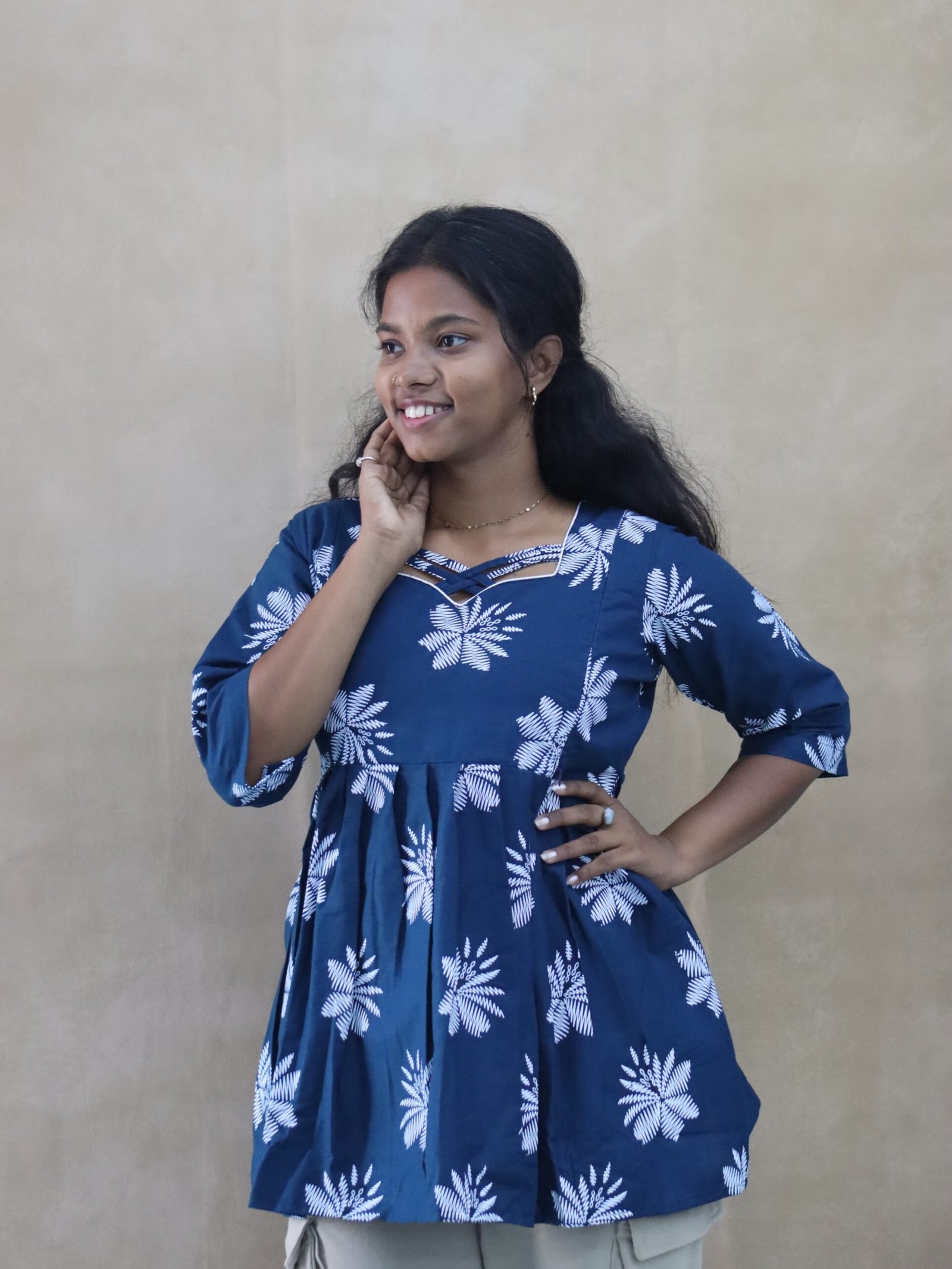 Feeding Peplum Top-Blue