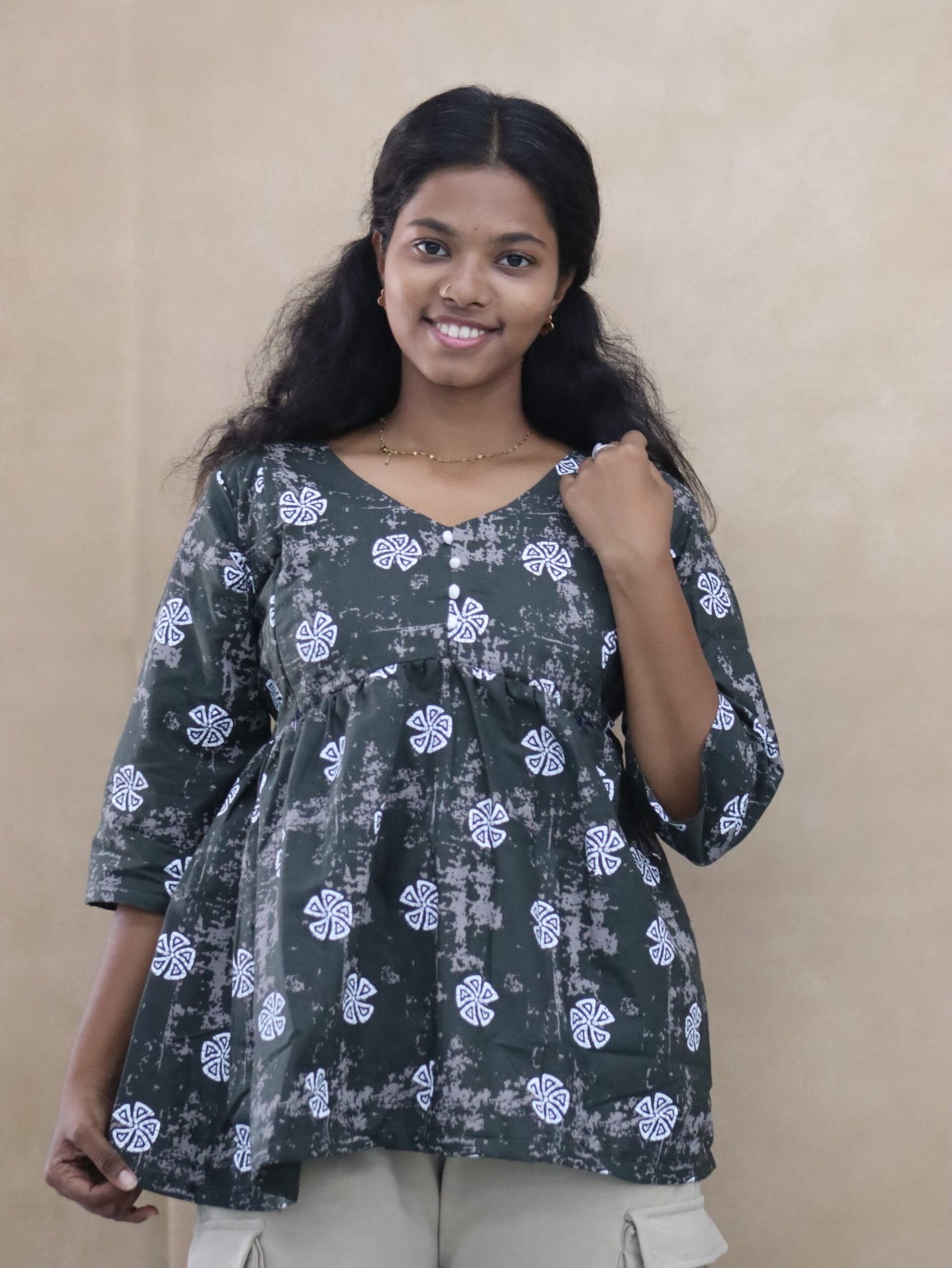 Feeding Peplum Top-Green