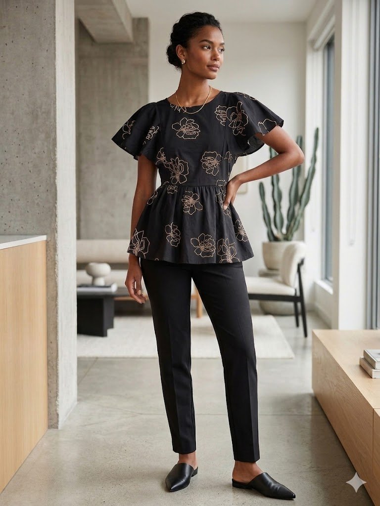 Feeding Peplum Top - Black