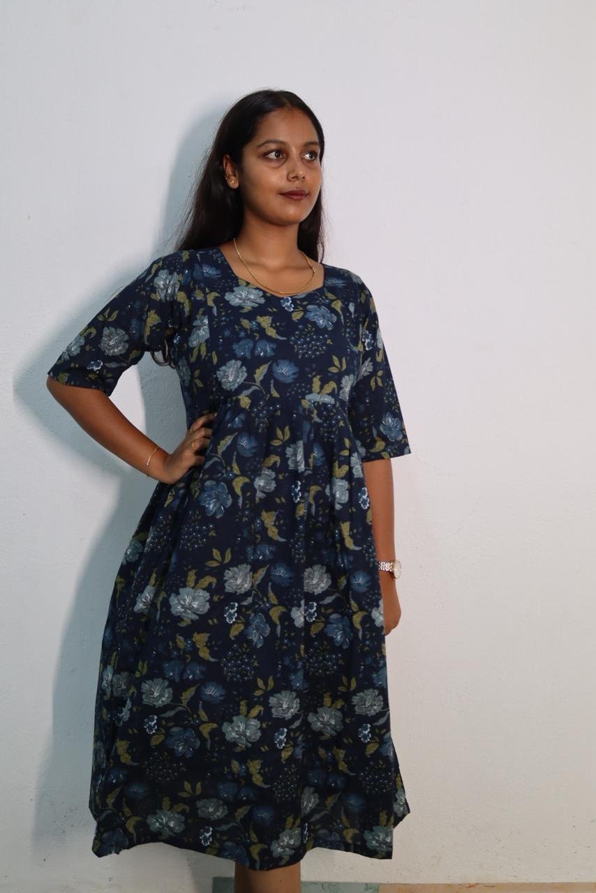 Feeding Kurti-Blue Flower