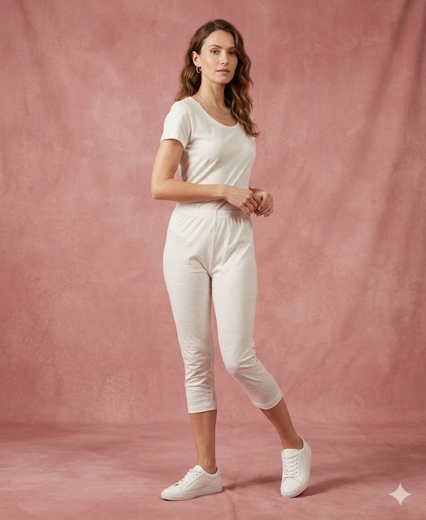 Women's Off-White Regular Fit Calf-Length Pant