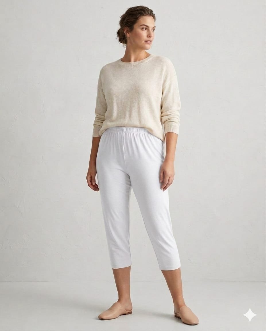 Calf Length Pant-White