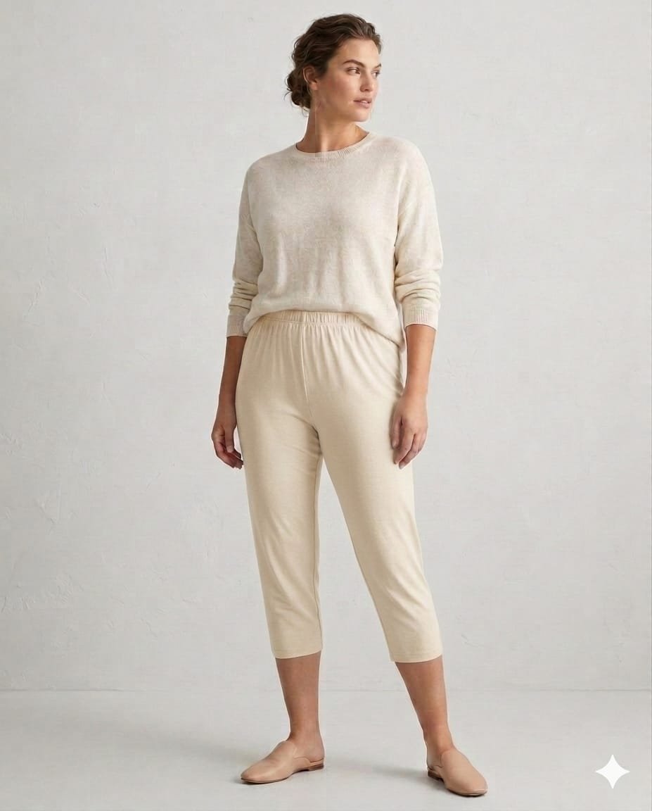 Calf Length Pant- Cream colour