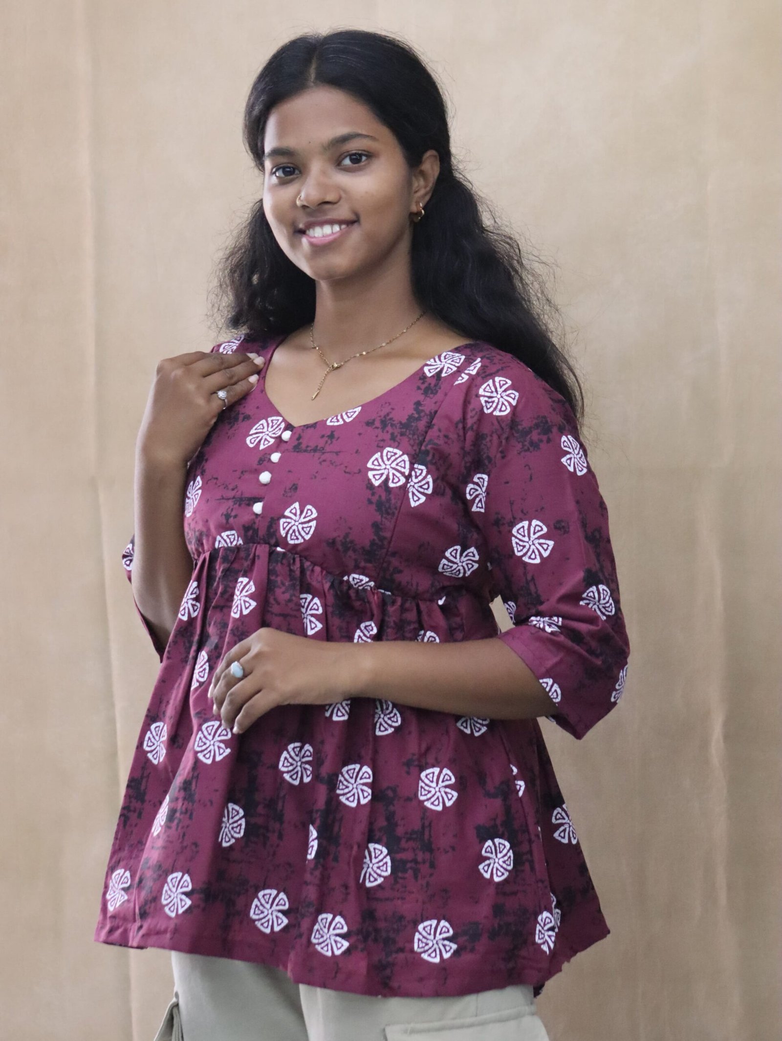 Feeding Peplum Top - Marron