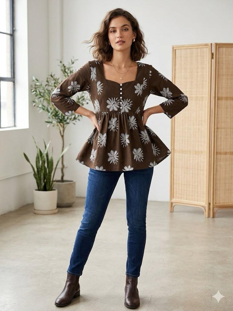 Feeding Peplum Top-Green
