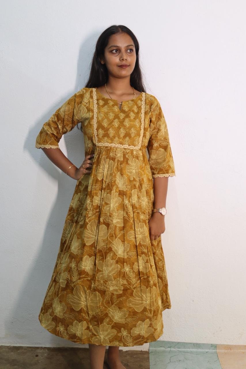 Feeding kurti - Women's Vintage Floral Printed Dress