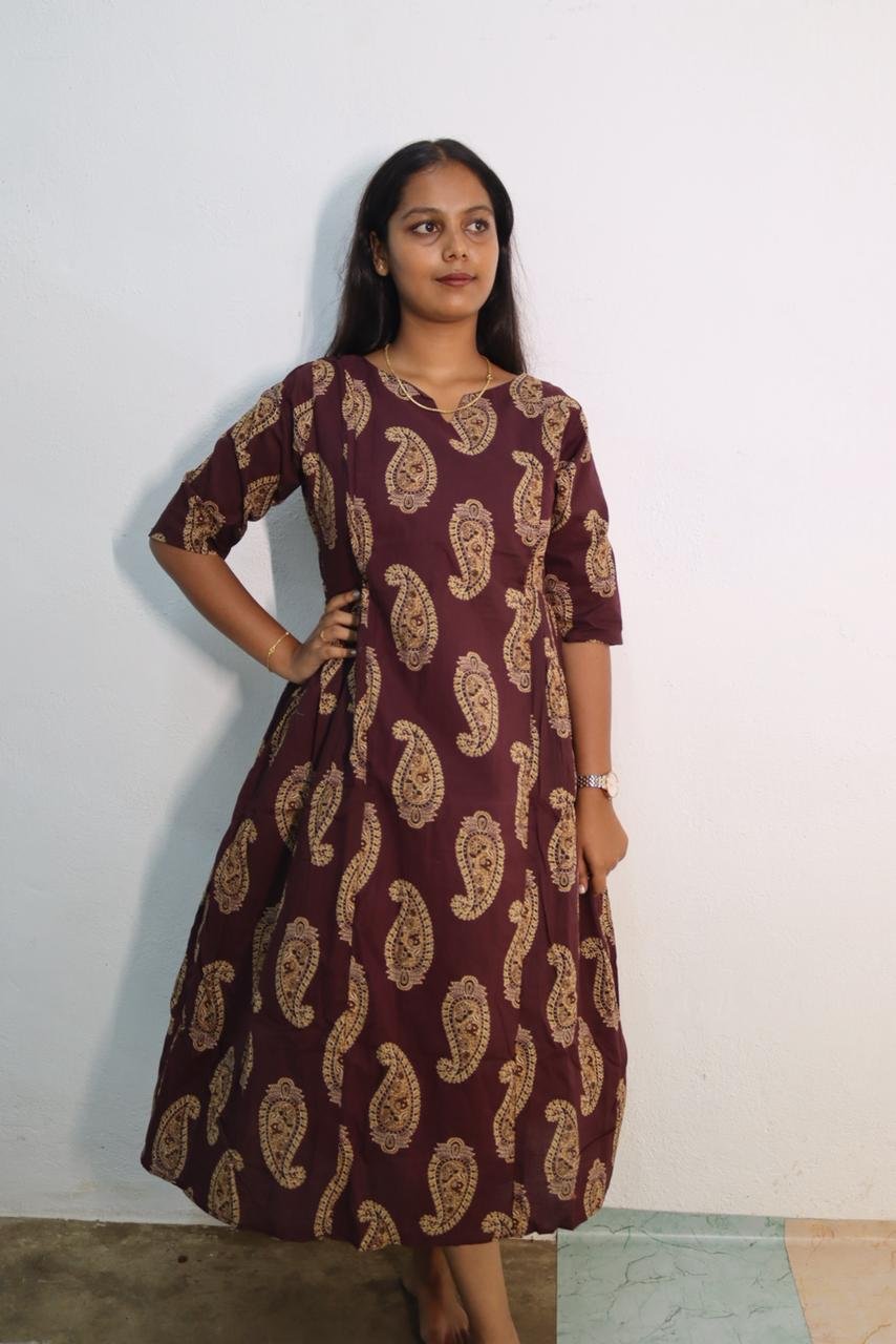 Maroon Paisley Printed Feeding Kurti for Women