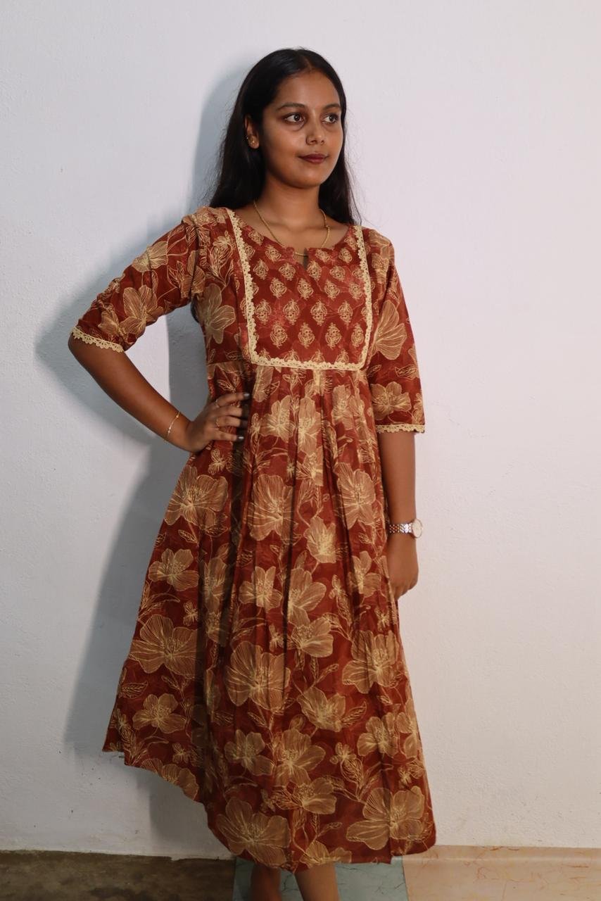 Feeding Kurti - Premium Floral Printed Midi Dress for Women