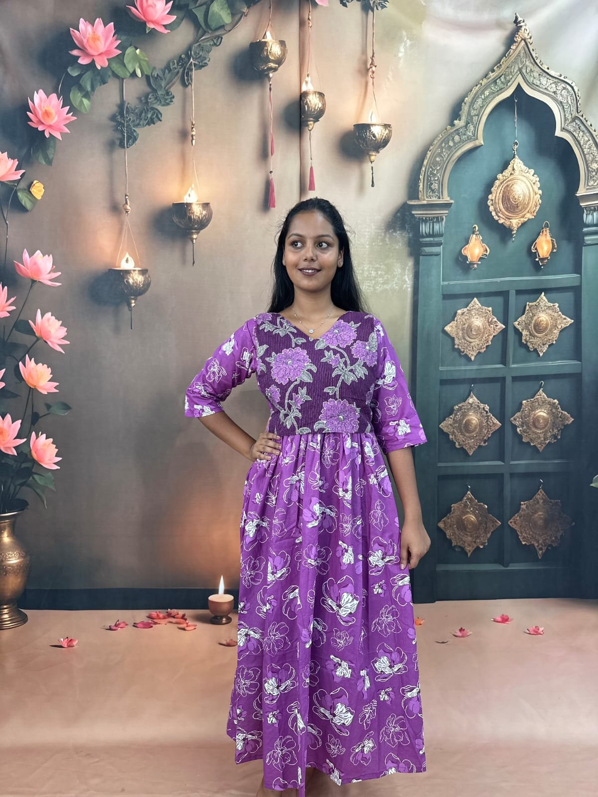 Feeding Kurti-Violet Flower
