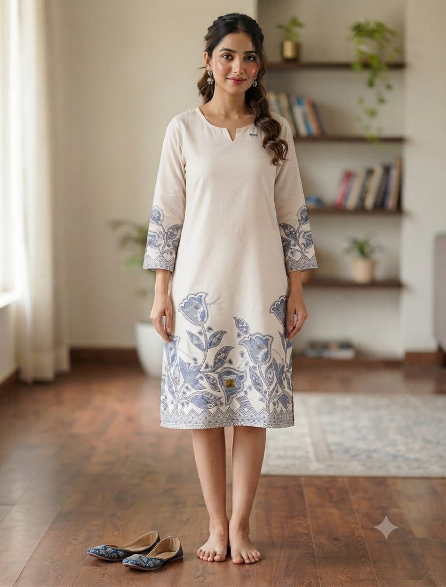 NF TOP - Half White With Blue flower