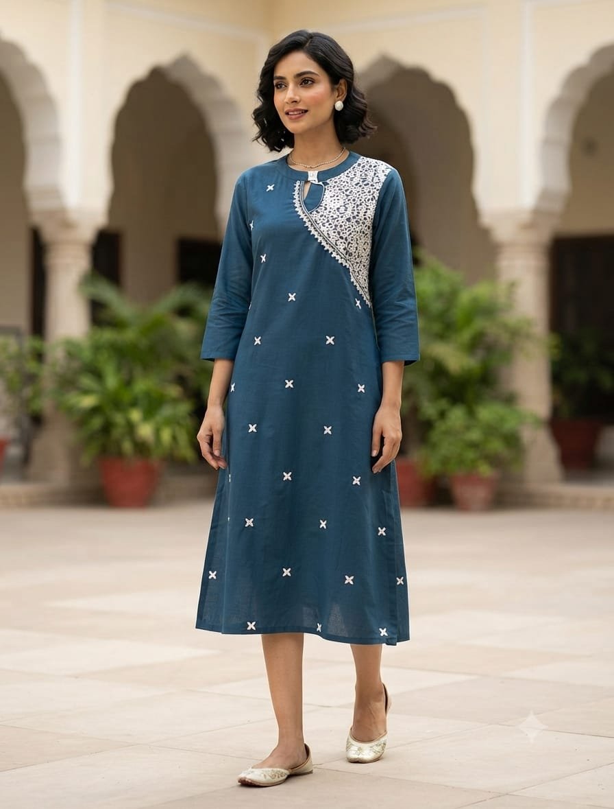 NF TOP - Blue Embroidery