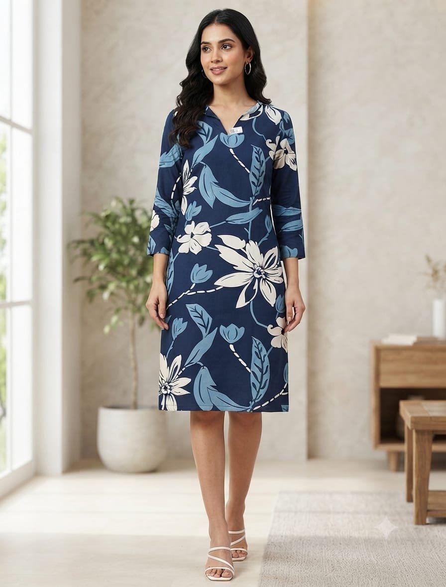 NF TOP - Navy Blue with white Flower