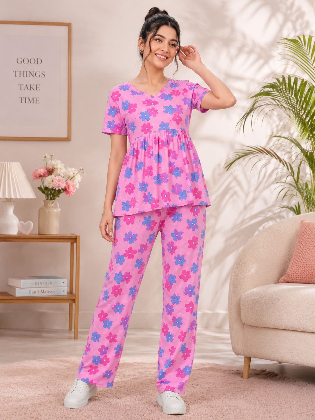 Peplum T - Shirt & Pant - Pink