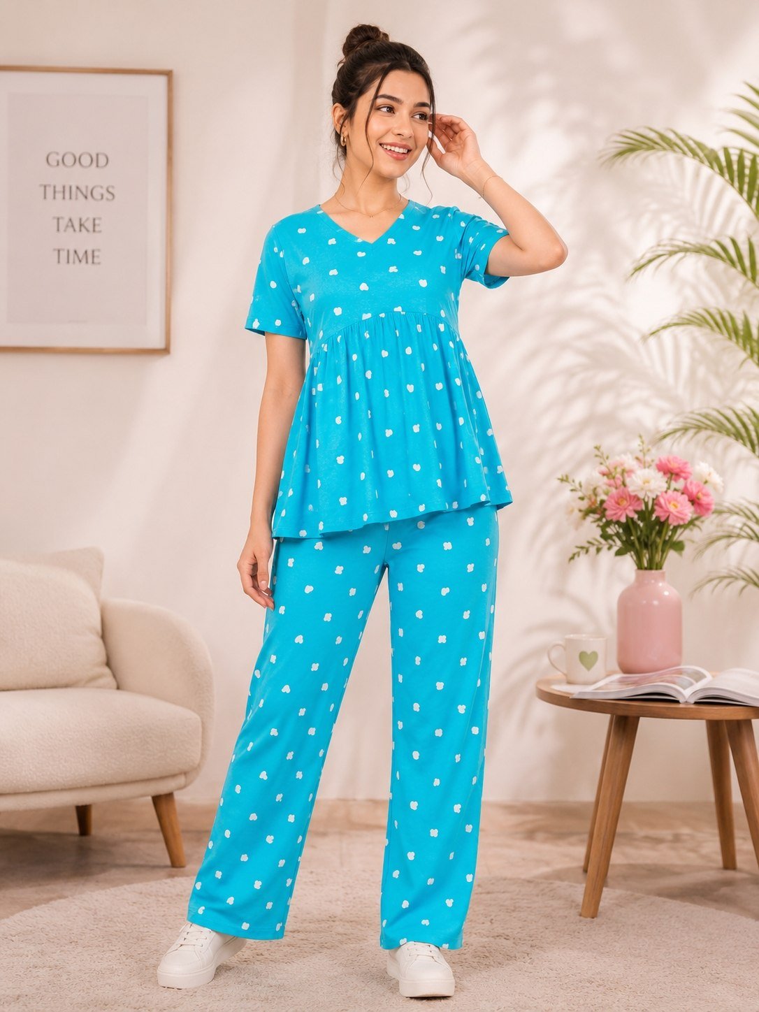 Peplum T-Shirt & Pant - Blue