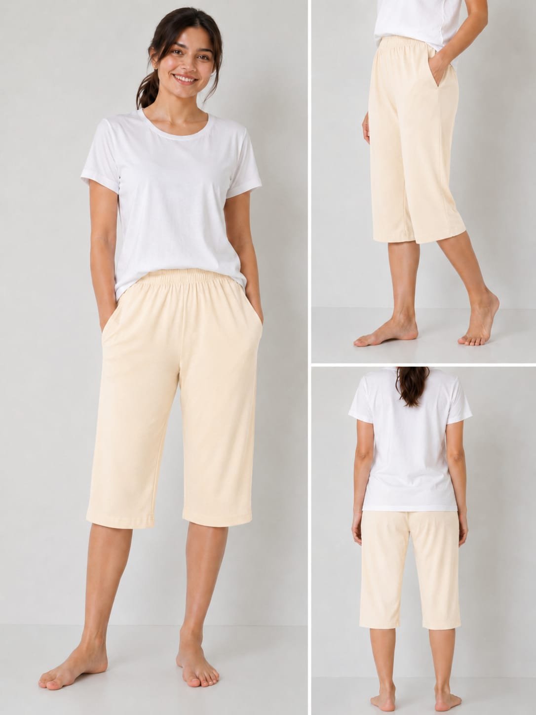 Knee Pant - Cream Colour
