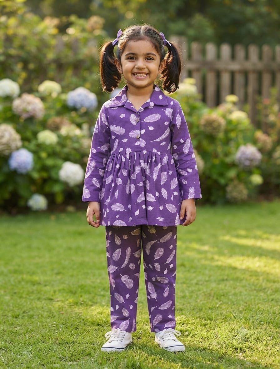 Girls Peplum Kurta & Pant Set
