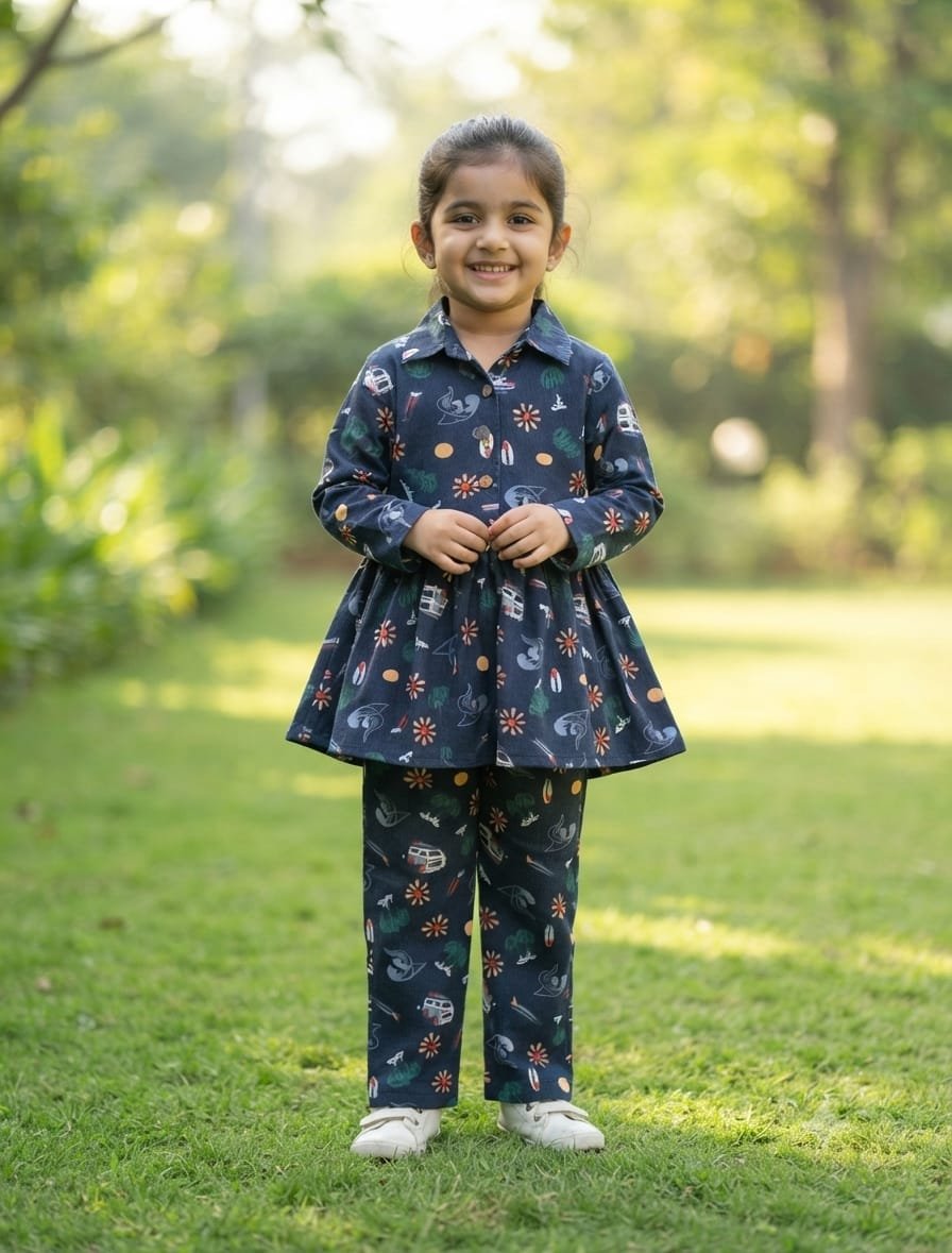 Girls Peplum Kurta & Pant Set