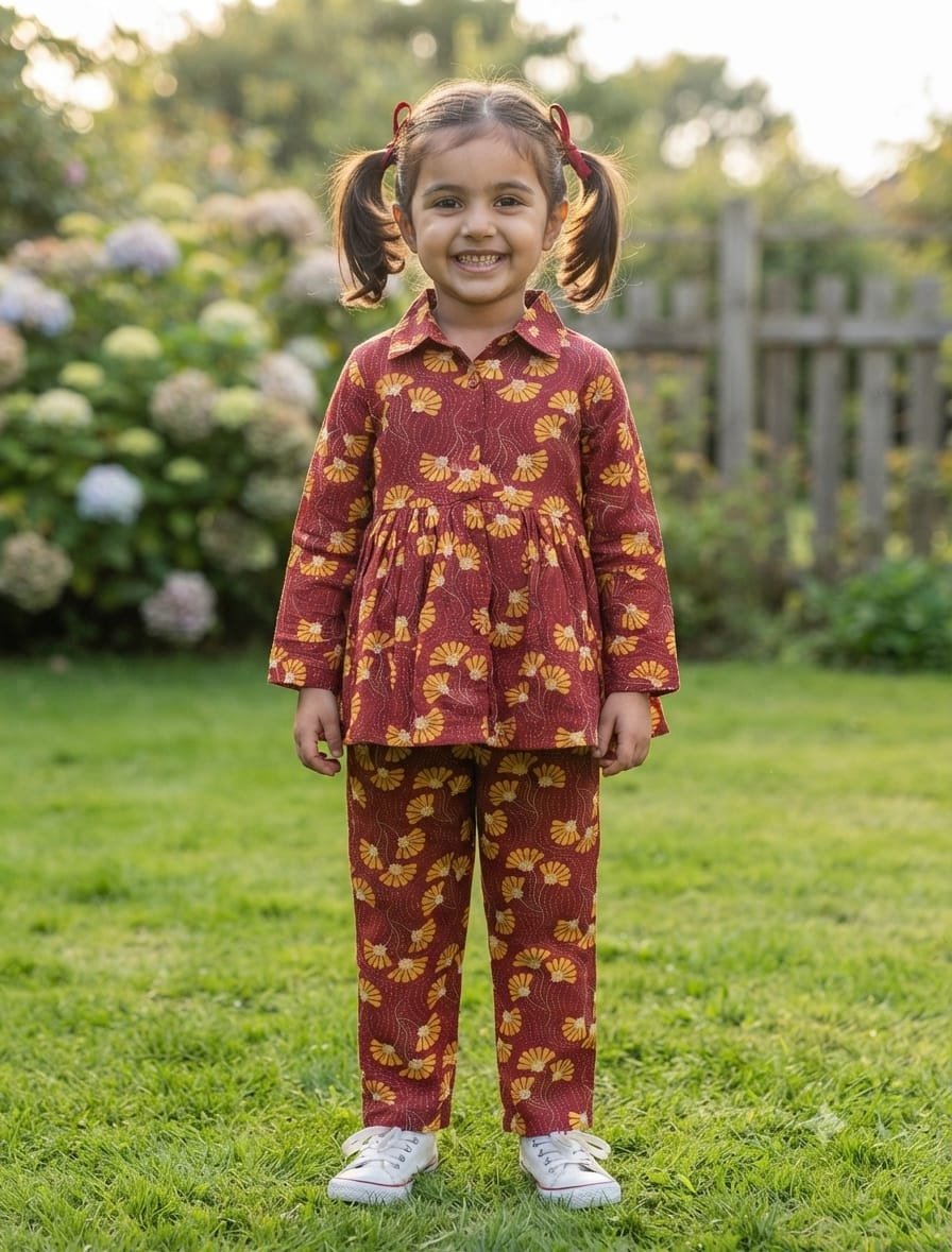 Girls Peplum Kurta & Pant Set