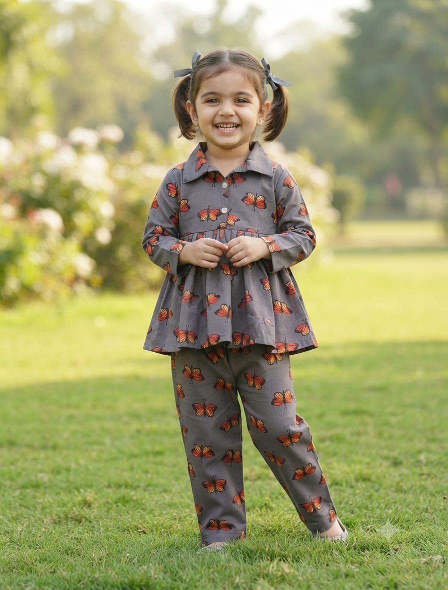 Girls Peplum Kurta & Pant Set
