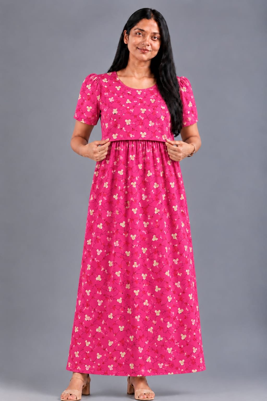Premium Feeding Maternity - Vibrant Pink micro-floral print